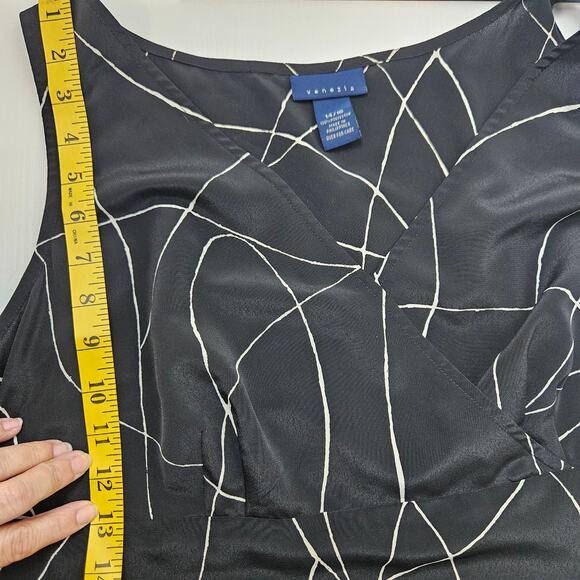 Venezia Black & White Abstract Print V-Neck Sleeveless Midi Dress Size 14/16 - Picture 7 of 8